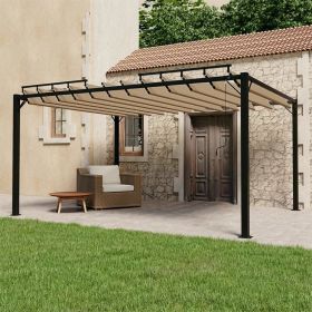 Gazebo with Louvered Roof 9.8'x13.1' Taupe Fabric and Aluminum