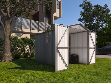 Motorcycle Outdoor Storage Shed With Window ,without tracks and fixtures ,Grey