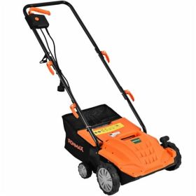 13" Electric Lawn Dethatcher w/ Collection Bag and Removable Blades -Orange