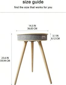 Smart 36.5cm Wood End Table Sofa Coffee Table With Speaker Night Light With Wireless Charging 2.0 Series Living Room Outdoor Parties Patio