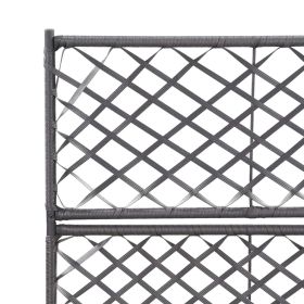 vidaXL Trellis Raised Bed with 2 Pots 22.8"x11.8"x42.1" Poly Rattan Black (Option: as picture)