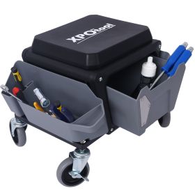 Heavy Duty Mechanic Stool, 330 Lbs Weight Capacity, Garage Stool With Wheels (Color: Grey)