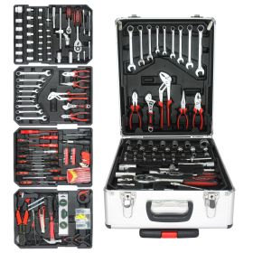 White Hand Tool Box With 4-layer Tool Set And Wheels (Color: White)