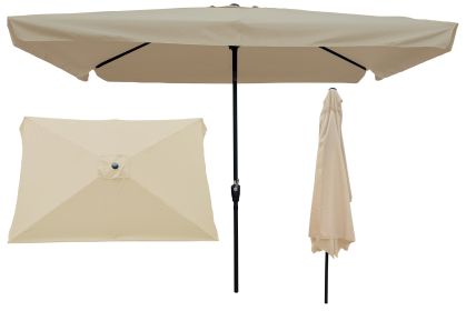 10 x 6.5ft Rectangular Patio Umbrella Outdoor Market Umbrellas with Crank and Push Button Tilt for Garden Swimming Pool (Option: as picture)