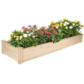 7.5 Feet Raised Garden Bed Wooden Planter Box 2 Separate Planting Space 22inx 9inx 90in (Option: as picture)