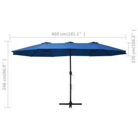 vidaXL Garden Parasol with Aluminum Pole 181.1"x106.3" Blue (Option: as picture)