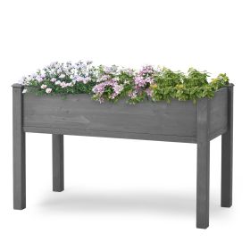 Raised Garden Bed With Legs, Elevated Wooden Planter Box For Outdoor Plants (Option: Gray)