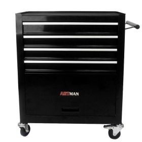4 Drawer Multi-purpose Tool Cart With Wheels (Color: Black)