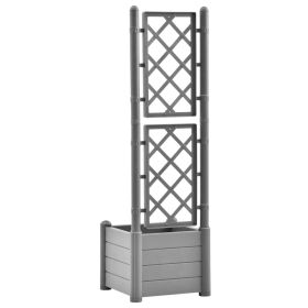 vidaXL Garden Planter with Trellis 43x43x142 cm PP Stone Grey (Option: as picture)