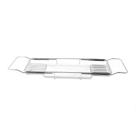 Metal Marble Bathtub Rack Anti Slip Space Saving Multi Functional Expandable Bathtub Tray House Warming Gift Silver White (Option: Silver black)