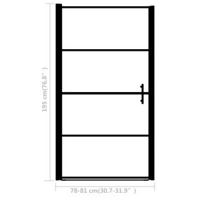 vidaXL Shower Door Frost Tempered Glass 81x195 cm Black (Option: as picture)