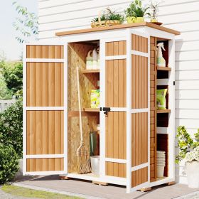 Video Provided TOPMAX Outdoor 5.5ft Hx4.1ft L Wood Storage Shed, Garden Tool Cabinet With Waterpro (Option: Natural)
