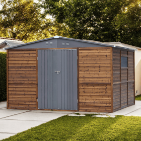 8x10FT Iron-Wood Combination Tool Shed A Perfect Blend Of Nature And Functionality (Option: Wood)