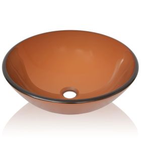 vidaXL Basin Tempered Glass 42 cm Brown (Option: as picture)