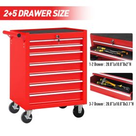7-Drawer Tool Box On Wheels (Color: Red)