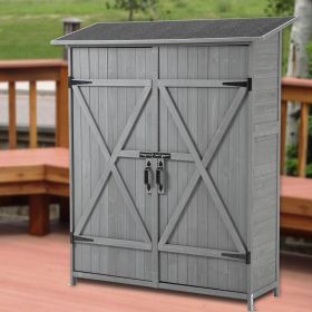 56Lx19.5Wx64H Outdoor Storage Shed W  Lockable Door   Detachable Tool Storage (Option: Aqua Grey)