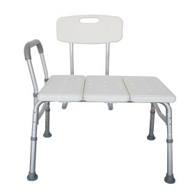 Bathroom Safety Shower Tub Aluminium Alloy Bath Chair Transfer Bench with Wide Seat Padded Handle White (Option: as picture)