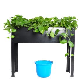 Metal Elevated Garden Bed For Backyard & Terrace - Large Outdoor Flowerpot Box (Color: Black)