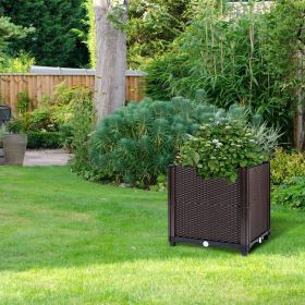 Raised Garden Bed with Self-watering System Rectangle Garden Planter for Garden Patio Balcony Elevated Planter Box for Flowers Vegetables Herbs (size: 30_30_35cm)