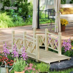 4.7ft Garden Bridge Arc Wood Footbridge Decorative Pond Bridge ( Amazon Shipping)(Prohibited by WalMart) (Color: as picture)