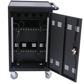 Mobile Charging Carts And Cabinets For Tablets And Laptops (Color: Black)