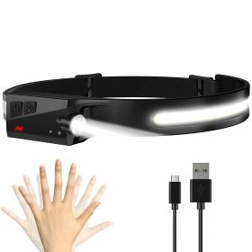 Waterproof COB Headlamp Night Buddy LED Sensor 230A  Ead Torch Headlight Lamp (Color: Black)