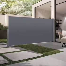 Retractable Side Screen Awning, UV Resistant, Waterproof, Patio Privacy Screen For Garden, Balcony, (Color: Grey)