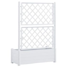 vidaXL Garden Planter with Trellis 39.4"x16.9"x55.9" PP White (Option: as picture)