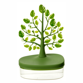 1pc Creative Tree Jewelry Storage Box - Desktop Cosmetics Display Box, Dustproof Plastic Storage Container For Jewelry, Small Items And Cosmetics (Color: Green)